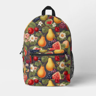 さまざまな果物、たっぷり離れの花、素晴らしい花 プリントバックパック