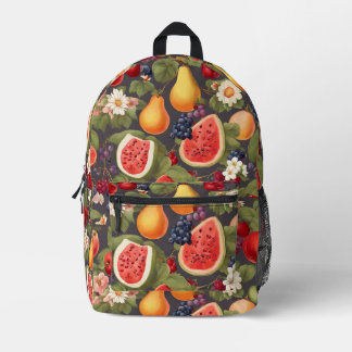 さまざまな果物、たっぷり離れの花、素晴らしい花 プリントバックパック