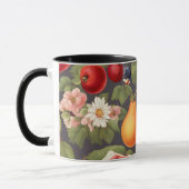 さまざまな果物、たっぷり離れの花、素晴らしい花 マグカップ (左)