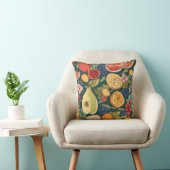 さまざまな柑橘類の果実、ブドウや花。ペチン クッション (椅子)