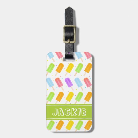 さまざまな水彩ポップシクル模様 ラゲッジタグ (正面縦)