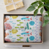 さまざまな海の生活と動物のカラフルイラストレーション 薄葉紙 (ギフト)