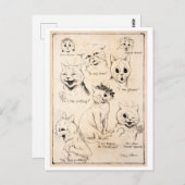 さまざまな猫の表情、ルイ・ワーイン ポストカード (正面/裏面)