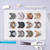 さまざまな猫種が顔を輪に 薄葉紙 (クラフト)