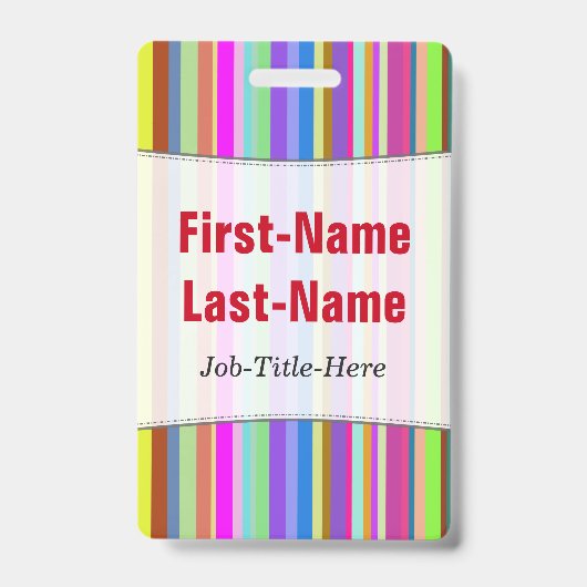 さまざまな色のストライプ; パーソナライズな名前入りの記章 バッジ (Front)