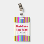 さまざまな色のストライプ; パーソナライズな名前入りの記章 バッジ (Back with Clip)