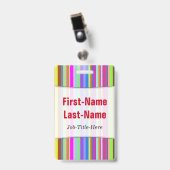 さまざまな色のストライプ; パーソナライズな名前入りの記章 バッジ (Front with Clip)