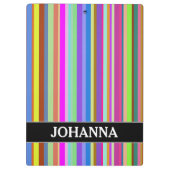 さまざまな色のストライプ + 名前をカスタムするのクリップボード クリップボード (裏面)