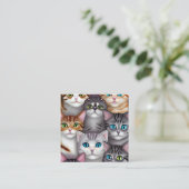 さまざまな色の可愛い猫 スクエア名刺 (スタンド正面)