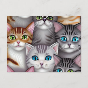 さまざまな色の可愛い猫 ポストカード