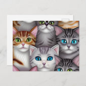 さまざまな色の可愛い猫 ポストカード (正面/裏面)