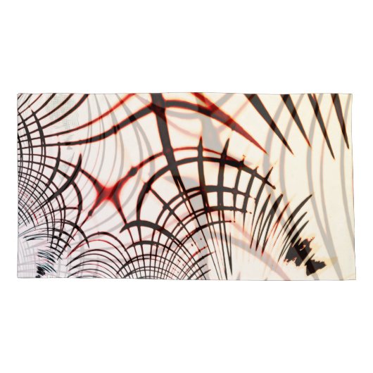 さまざまな色の線を交差させ、背景を明らかにする 枕カバー (裏面-左)