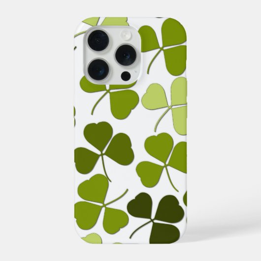 さまざまな色合いのグリーン・クローバー iPhoneケース (裏面)
