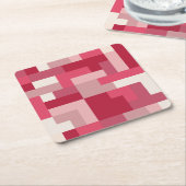 さまざまな色合いの赤い抽象芸術 スクエアペーパーコースター (アングル)