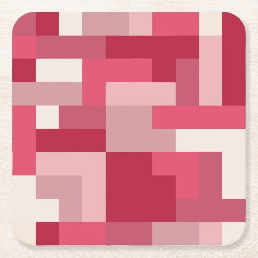 さまざまな色合いの赤い抽象芸術 スクエアペーパーコースター (正面)