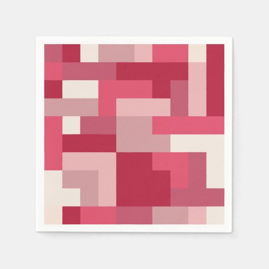 さまざまな色合いの赤い抽象芸術 スタンダードカクテルナプキン (正面)