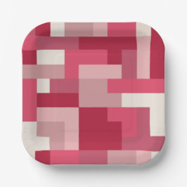 さまざまな色合いの赤い抽象芸術 ペーパープレート