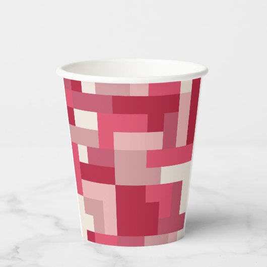 さまざまな色合いの赤い抽象芸術 紙コップ (正面)