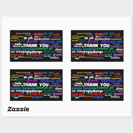 さまざまな言語でお礼を言う複数の方法 長方形シール (シート)