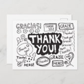 さまざまな言語での「ありがとう」 ポストカード (正面/裏面)