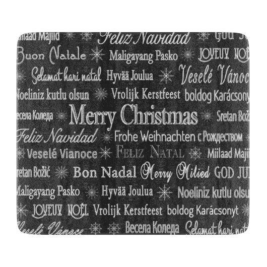 さまざまな言語でクリスマスを楽しむ カッティングボード (正面)