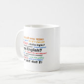 さまざまな言語プロダクト-英語を話して下さいか。 コーヒーマグカップ (正面左)