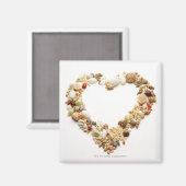 さまざまな貝殻の型枠ハート形状 マグネット (正面/裏面)