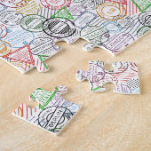 さまざまな都市のレトロな郵便標識パターン ジグソーパズル (側面)