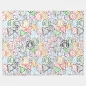 さまざまな都市のレトロな郵便標識パターン フリースブランケット (正面(横))