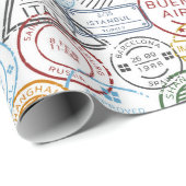 さまざまな都市のレトロな郵便標識パターン ラッピングペーパー (ロールコーナー)