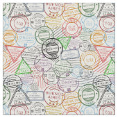 さまざまな都市のレトロな郵便標識 ファブリック (クローズアップ)