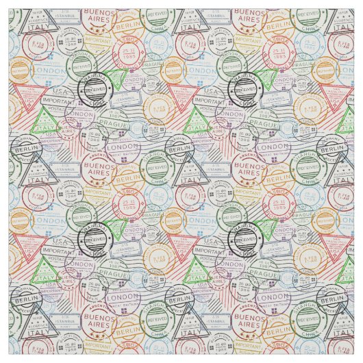 さまざまな都市のレトロな郵便標識 ファブリック (見本)