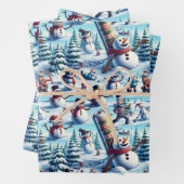 さまざまな面白い雪だるま ラッピングペーパーシート (インサイチュ)