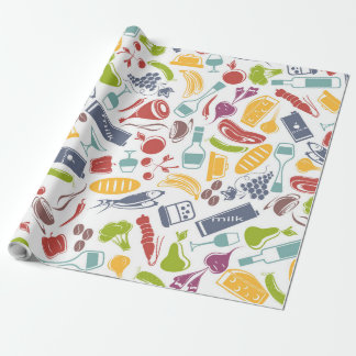 さまざまな食べ物 ラッピングペーパー