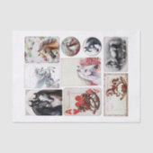 さまざまな馬をテーマにしたエフェメラの房状カット 薄葉紙 (正面)