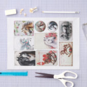 さまざまな馬をテーマにしたエフェメラの房状カット 薄葉紙 (クラフト)