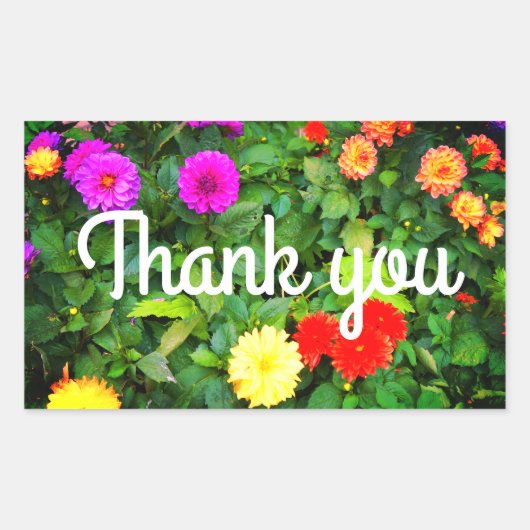さまざまなDahlias #1-2スタンプをありがとう 長方形シール (正面)