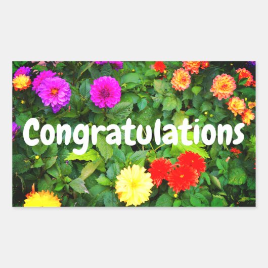 さまざまなDahlias #1-2スタンプを祝う 長方形シール (正面)