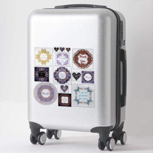 さまざまなFractal Art額縁の感謝引用文 シール (スーツケース)