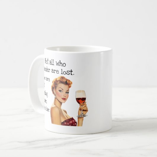 さまよい人が飲んでいるとは限失ったりおもしろいない コーヒーマグカップ (正面左)