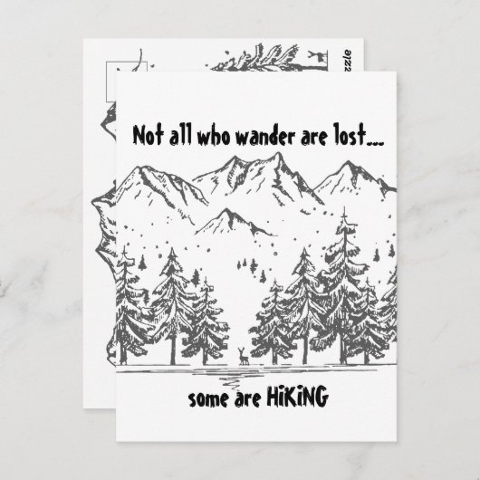 さまよい人はおもしろいハイキング失った引用文ハイカー ポストカード (正面/裏面)