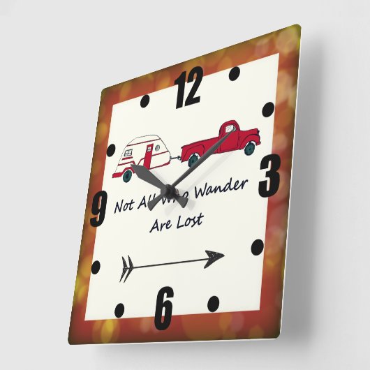 さまよい人は全て失った引用文トレーラーキャラバン スクエア壁時計 (傾斜)
