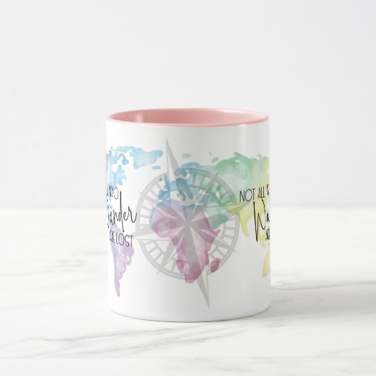 さまよい人は水彩地図で失ったはない マグカップ (中央)
