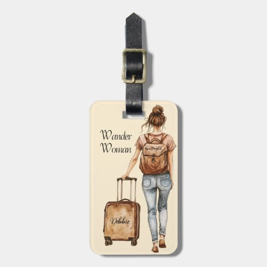 さまよい女 | おもしろい旅行荷物タグ ラゲッジタグ (正面縦)