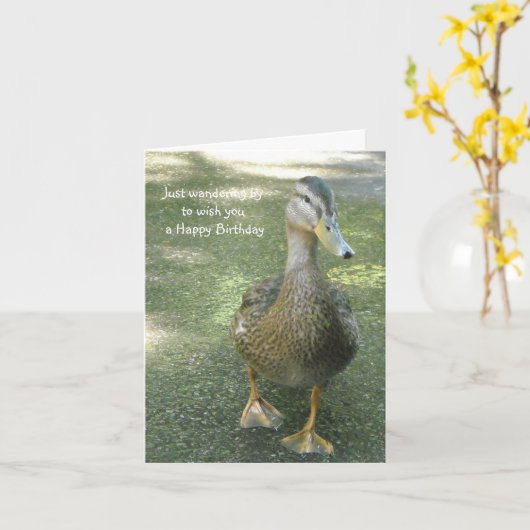 さまようアヒルの誕生日の挨拶 カード (黄色い花)