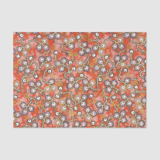 さまよう紫色の花の赤い日本語Origami 薄葉紙 (正面)