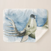 さまよう雄鹿-水彩画 シェルパブランケット (正面(横))