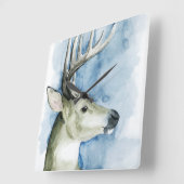 さまよう雄鹿-水彩画 スクエア壁時計 (傾斜)