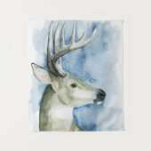 さまよう雄鹿-水彩画 タペストリー (正面)