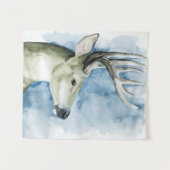 さまよう雄鹿-水彩画 タペストリー (正面(横))